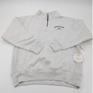 Boston Sweatshirt Men's Medium Gray Mock Neck 1/4 Zip Vineyard Crew